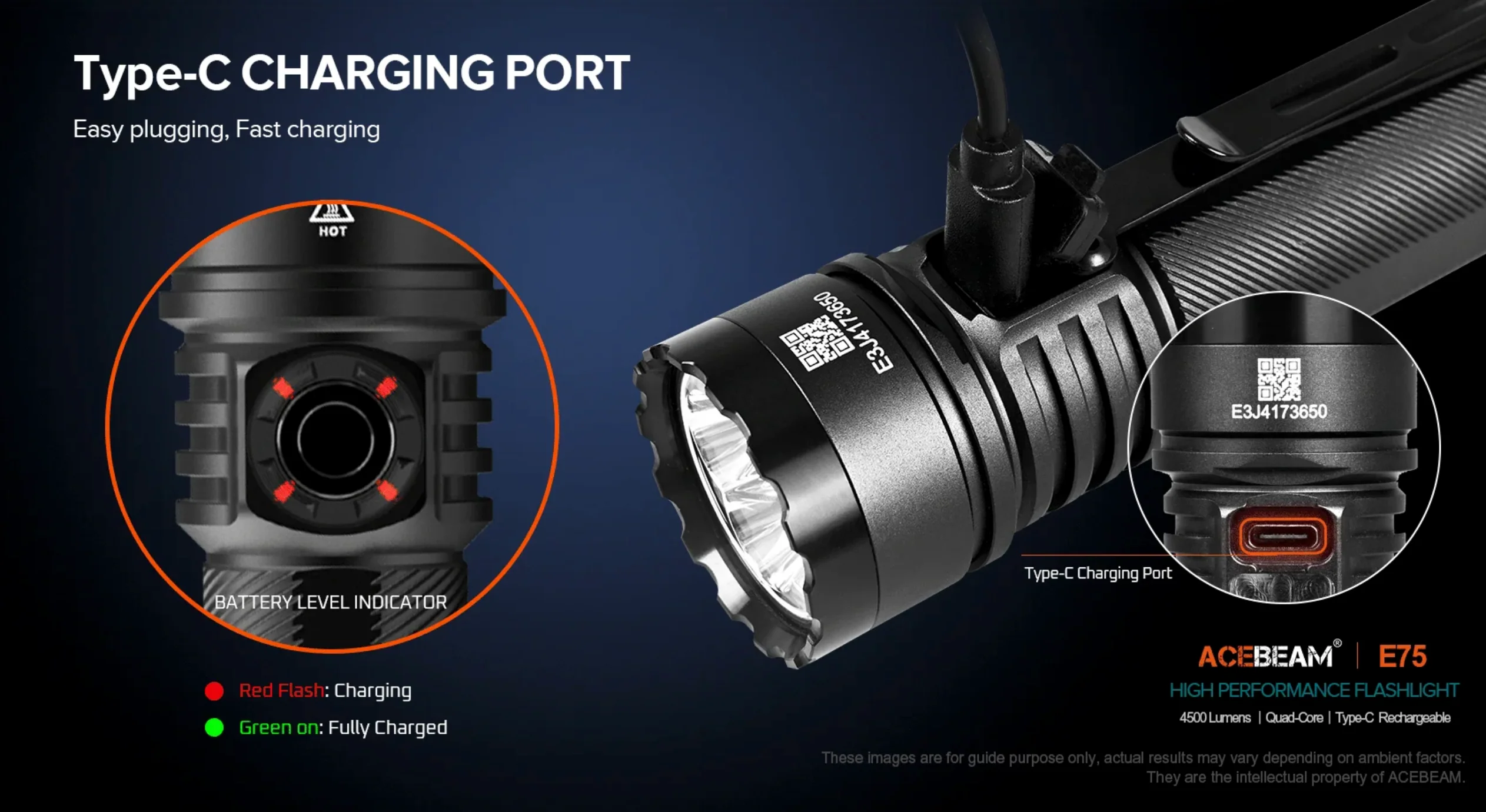 Acebeam® IntelliBeam E75 Quad Core High Output Flashlight - Image 10