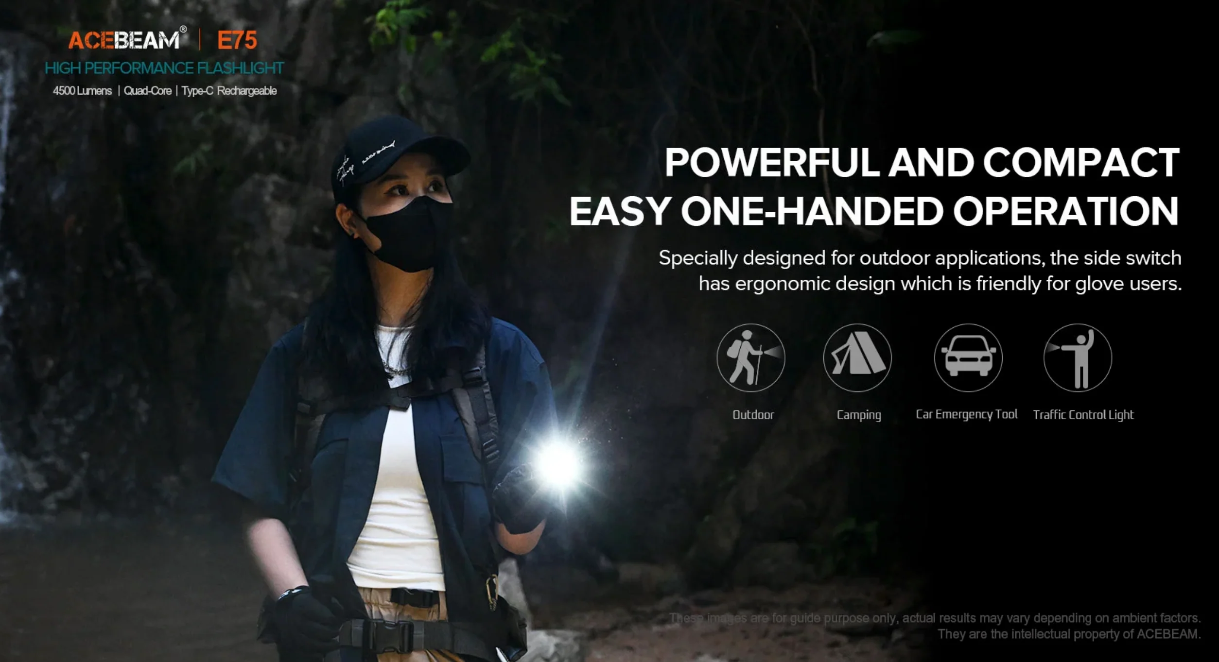 Acebeam® IntelliBeam E75 Quad Core High Output Flashlight - Image 11