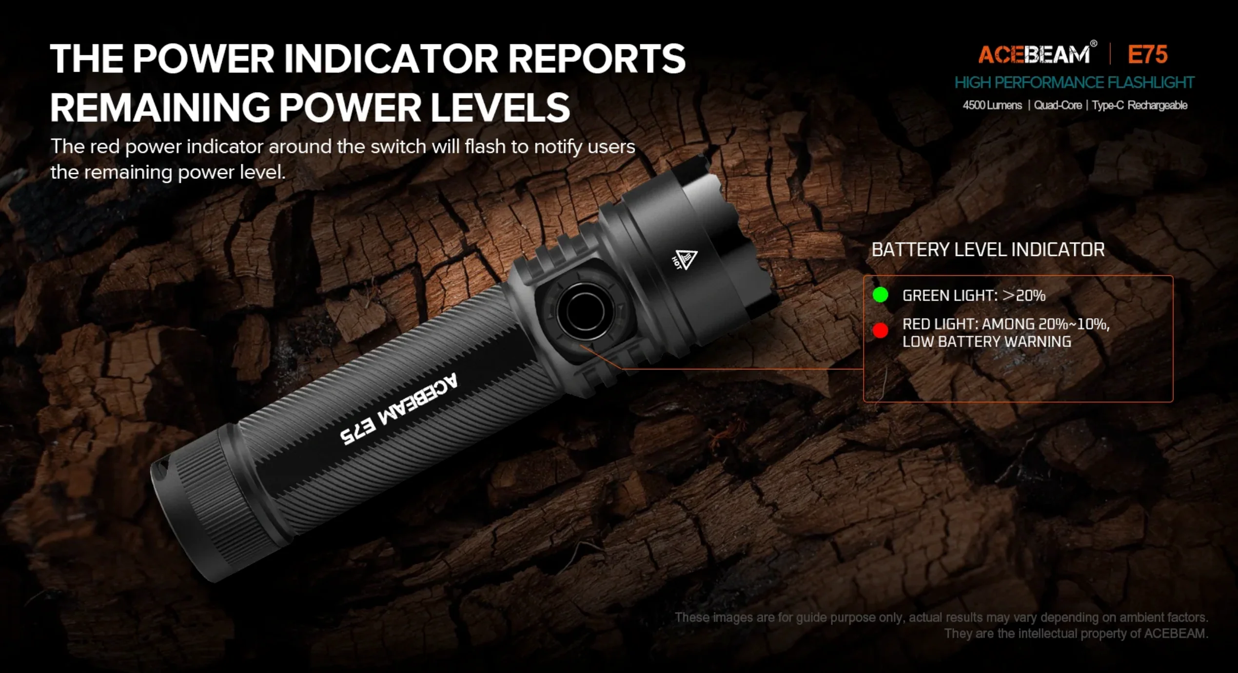 Acebeam® IntelliBeam E75 Quad Core High Output Flashlight - Image 3