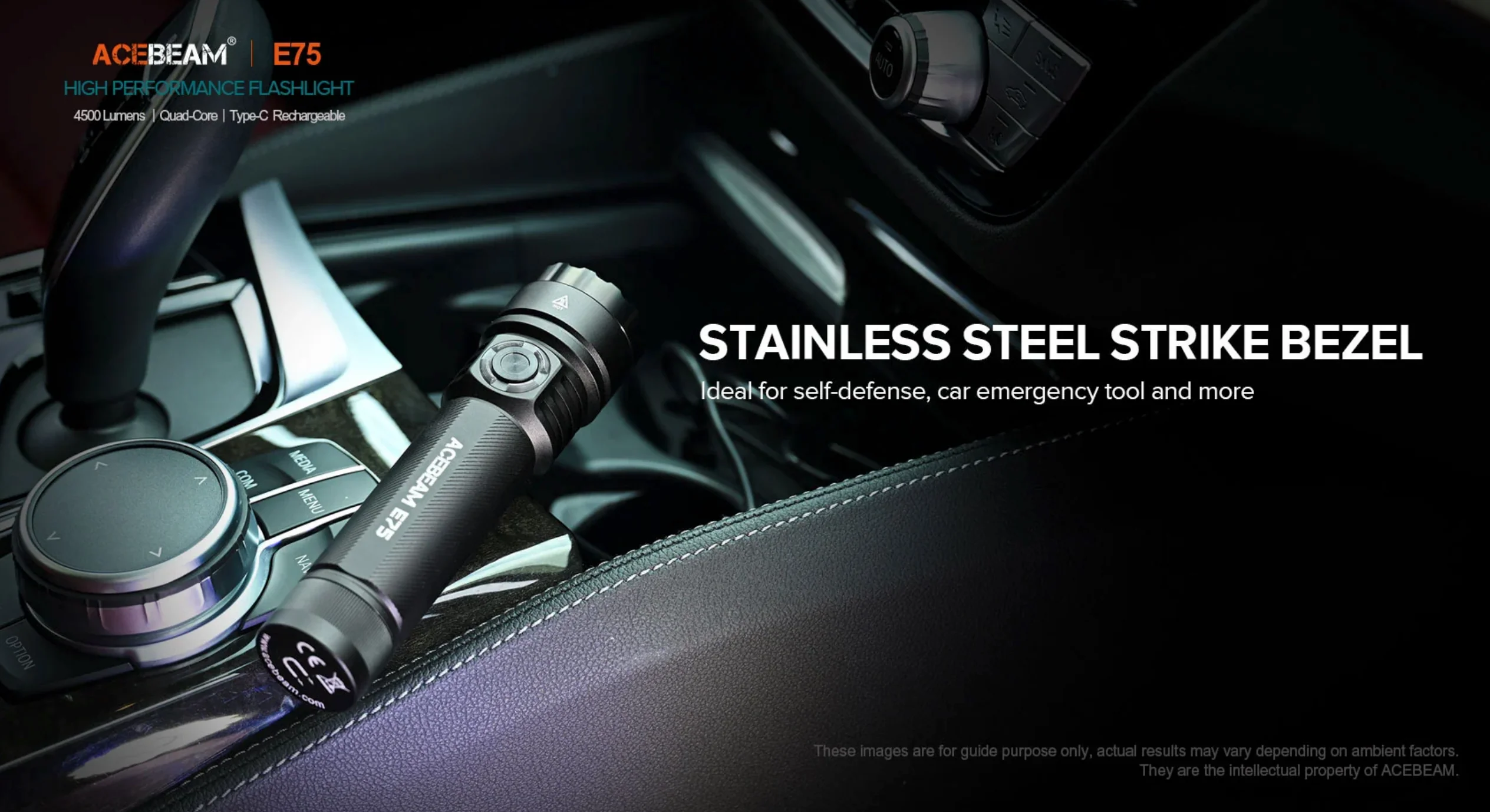 Acebeam® IntelliBeam E75 Quad Core High Output Flashlight - Image 8