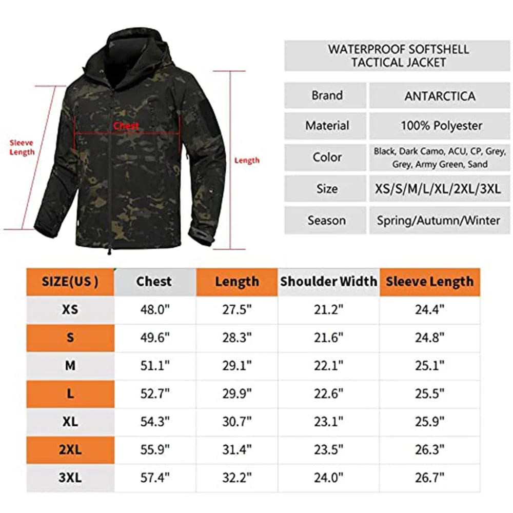 Army Outdoor Tactical Waterproof Softshell Fleece Jacket - Image 12