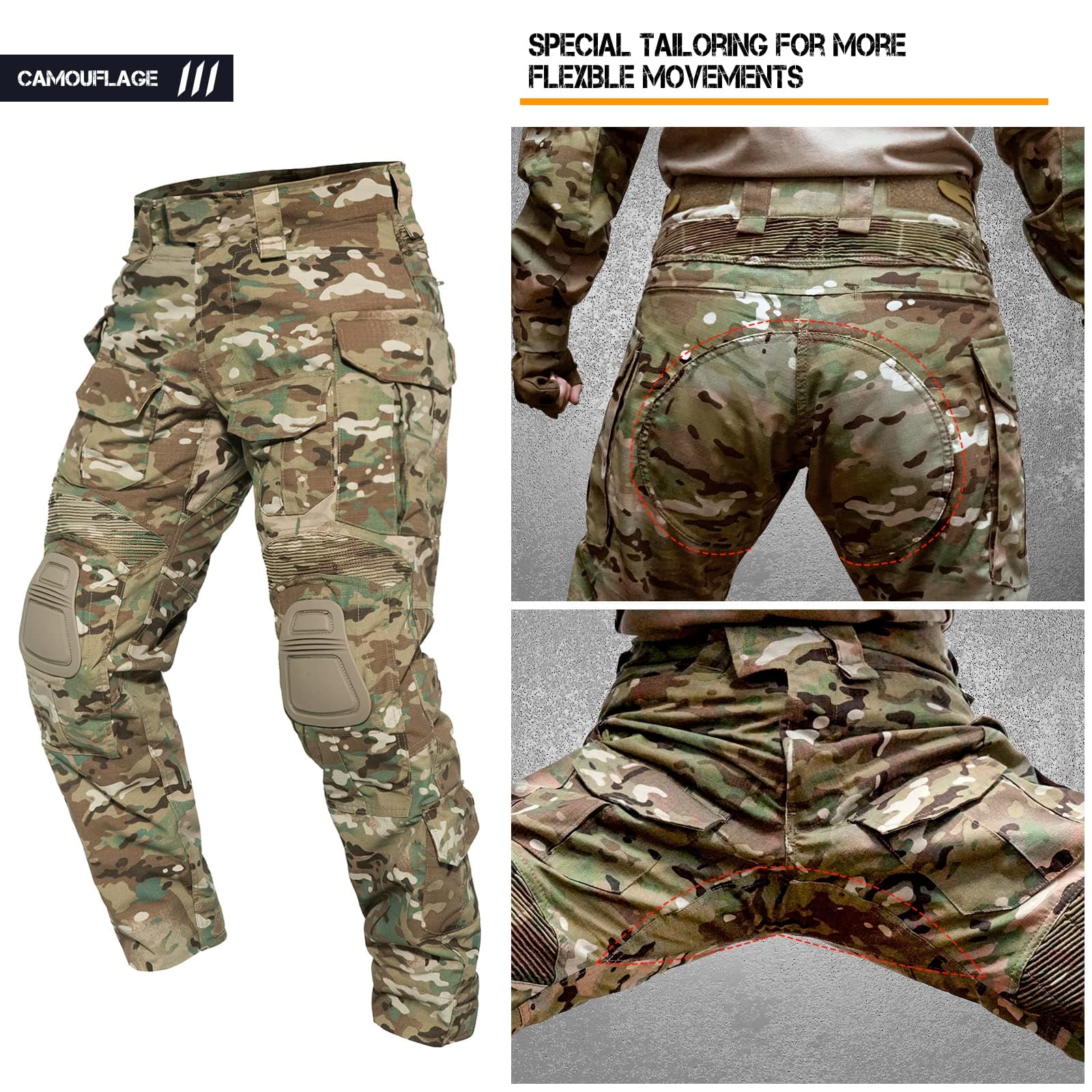 Army Tactical Desert Combat Suits with Knee Pads - G3 - Image 2