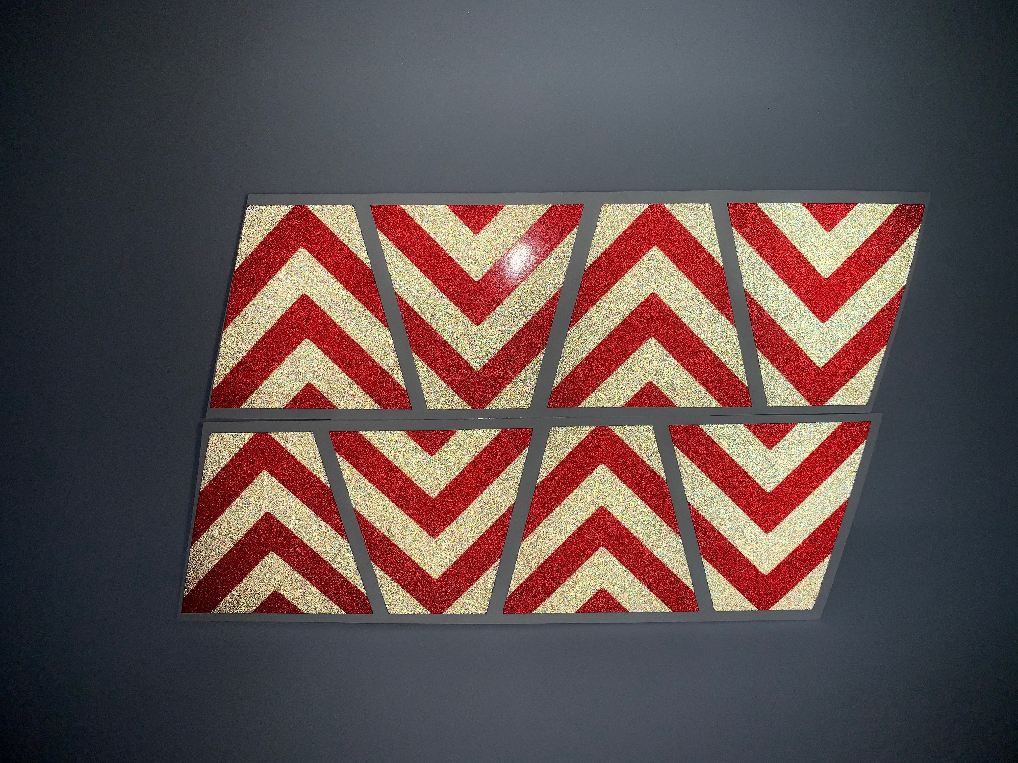BLACKED OUT BLACK AND RED CHEVRON REFLECTIVE HELMET (TET) TETRAHEDRON 8 PACK - Image 2