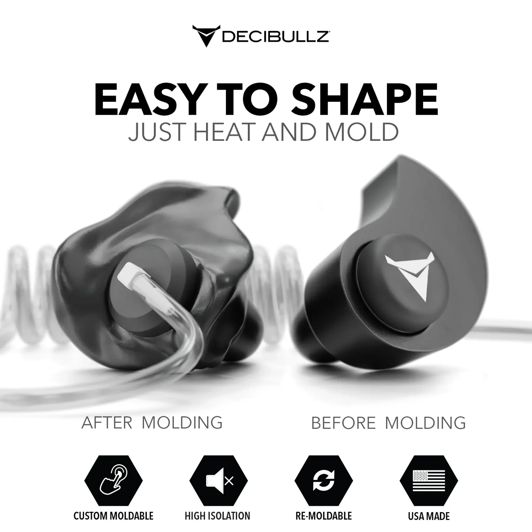 Custom Moldable Isolation Earpiece for Clear Tube, Radio, Surveillance, and Communication Headsets - Image 2