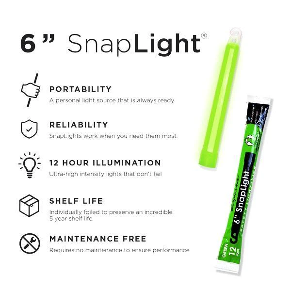 Cyalume Green 6 Inch Glow in The Dark Chemical Light Stick 12 hr Light - Image 4