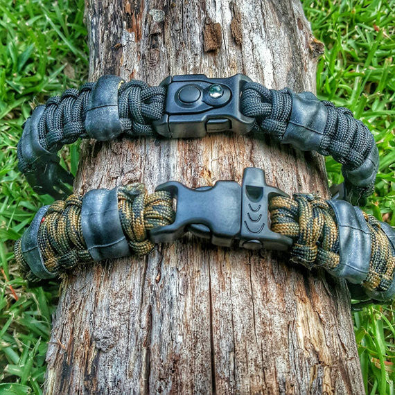 EDC Prepper - Paracord Bracelet Urban Tool Kit Equipped w/ LED Light, fire starter, blade, compass. - Image 23