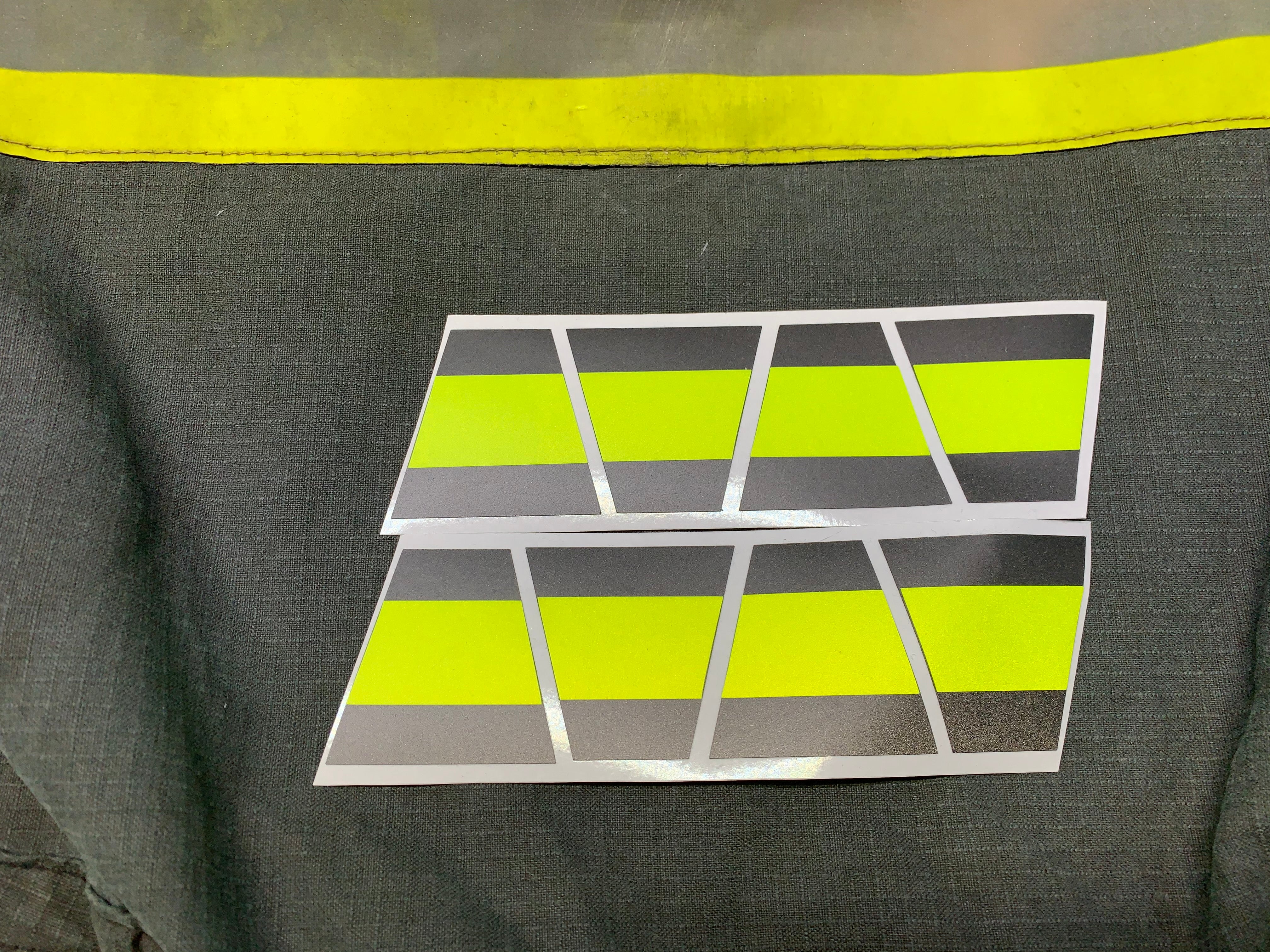 MATTE BLACK WITH MATTE FLUORESCENT YELLOW LINE TRIPLE STRIPE REFLECTIVE HELMET (TET) TETRAHEDRON 8 PACK - Image 3