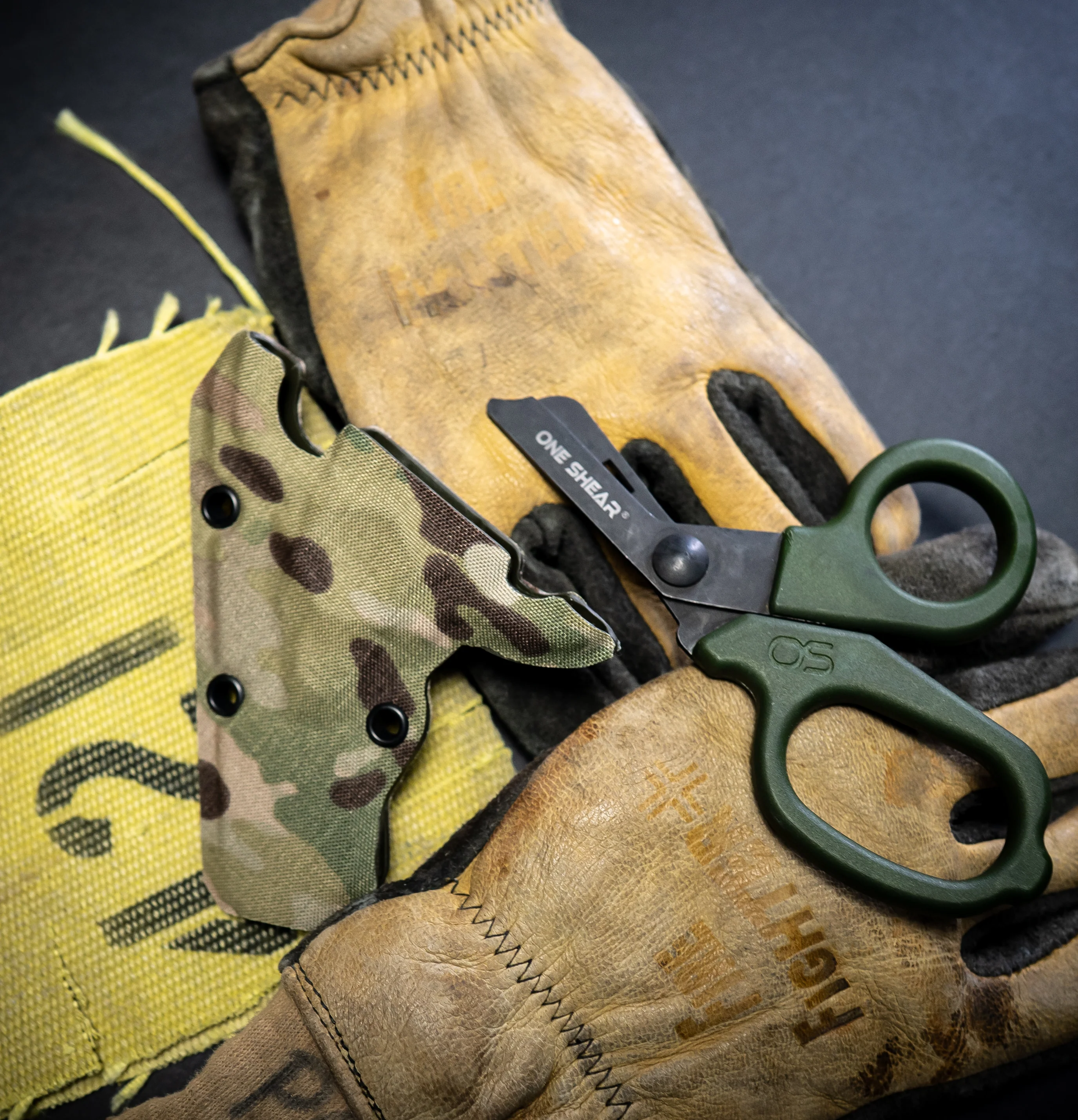 Olive Drab MINI Compact EMT and First Responder Shears Kydex Holdter – Multicam 500D | ONE SHEAR® - Image 3