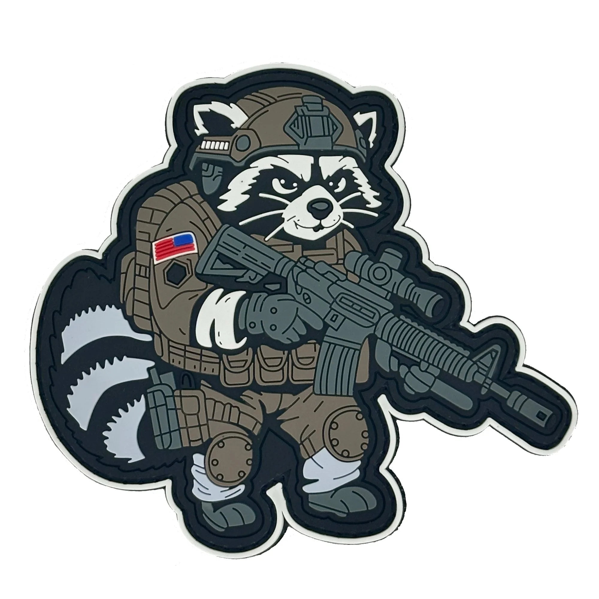 "Street Cat Collection" Patch 2 - Trash Panda - Tactical Raccoon - 4" PVC Patch - Image 2