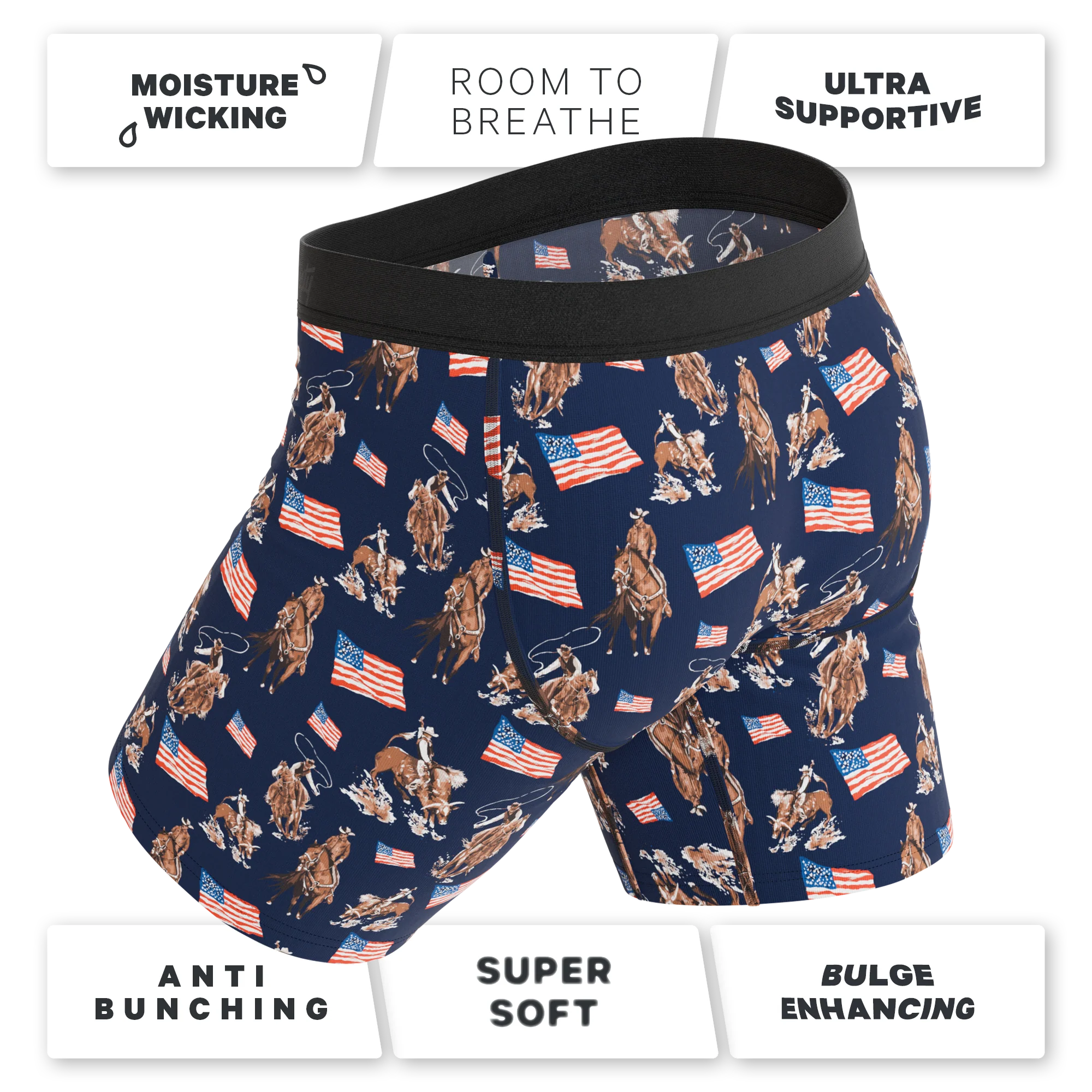 The Bootstraps & Chaps | Americana Cowboy Long Leg Ball Hammock® Pouch Underwear With Fly - Image 4