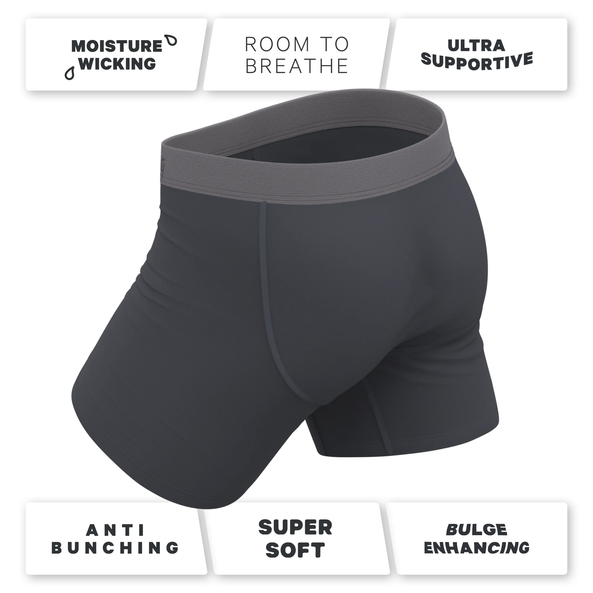 The Slate Expectations | Grey Tonal Ball Hammock® Pouch Underwear With Fly - Image 4