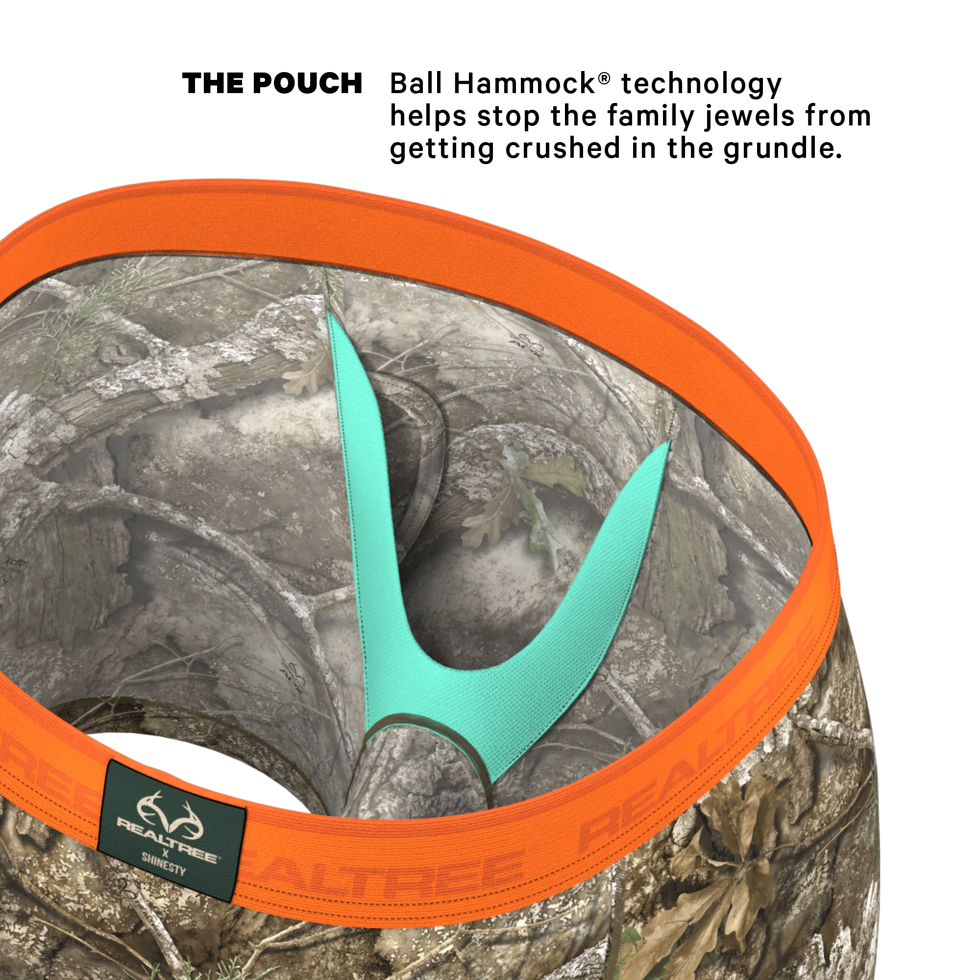 The Wild Game | Realtree x Shinesty Neon Orange Ball Hammock® Pouch Underwear With Fly - Image 2