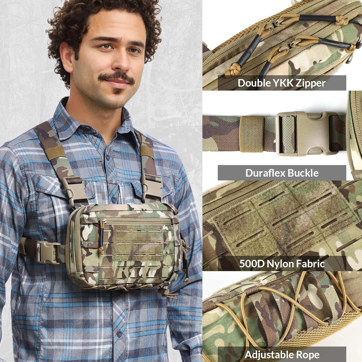 Votagoo Tactical Chest Pack EDC Chest Bag 2L Utility Molle Chest Rig Pouch - Image 2