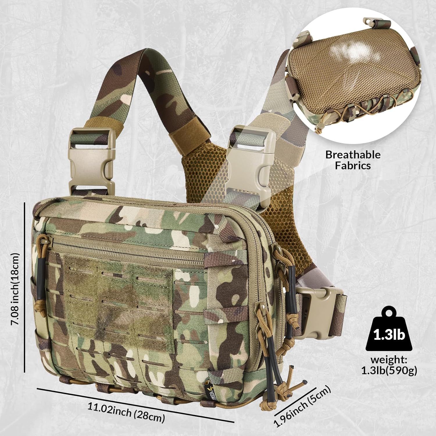 Votagoo Tactical Chest Pack EDC Chest Bag 2L Utility Molle Chest Rig Pouch - Image 3