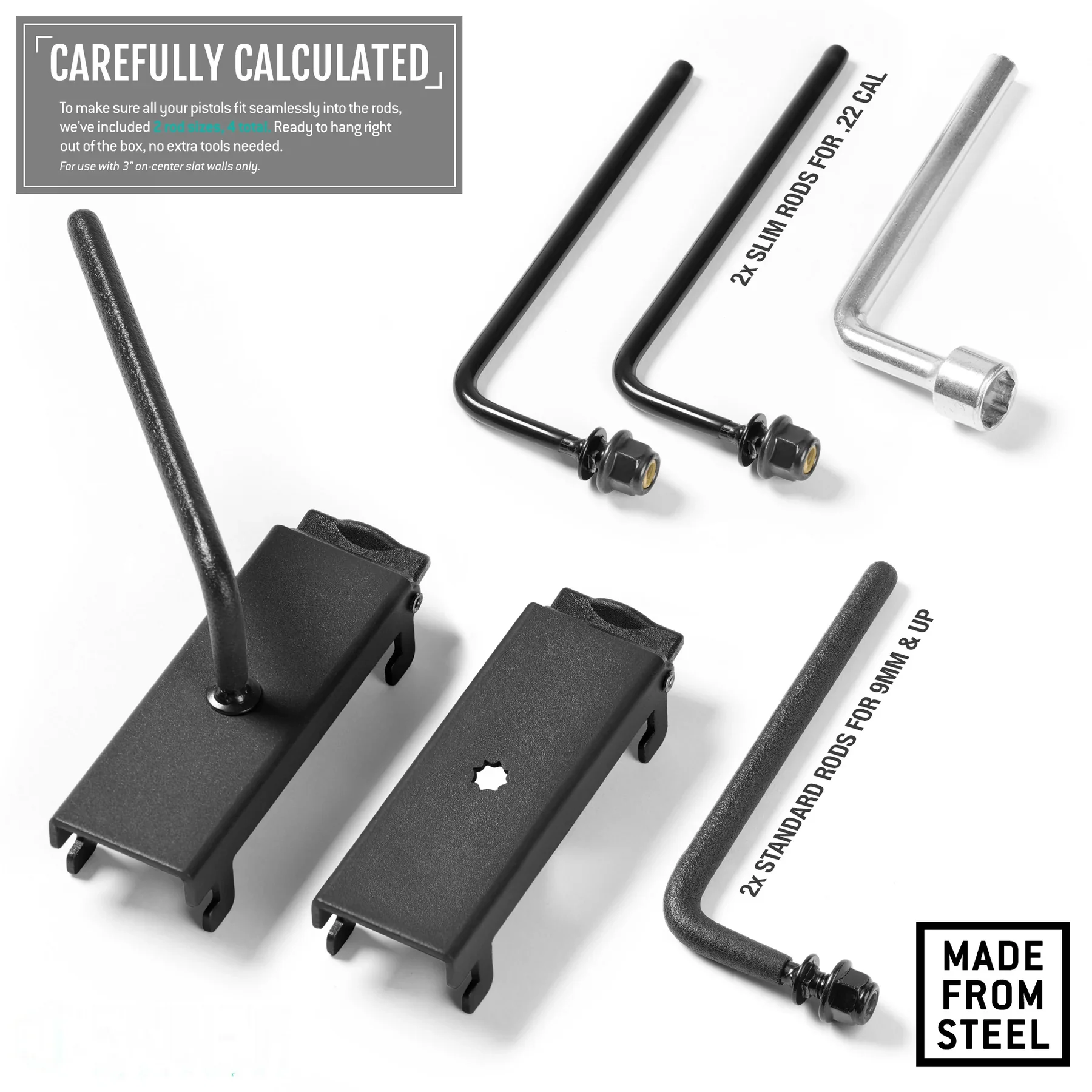 Wall Rack System - Adjustable Pistol & Suppressor Rod (2 Pack) - Image 4