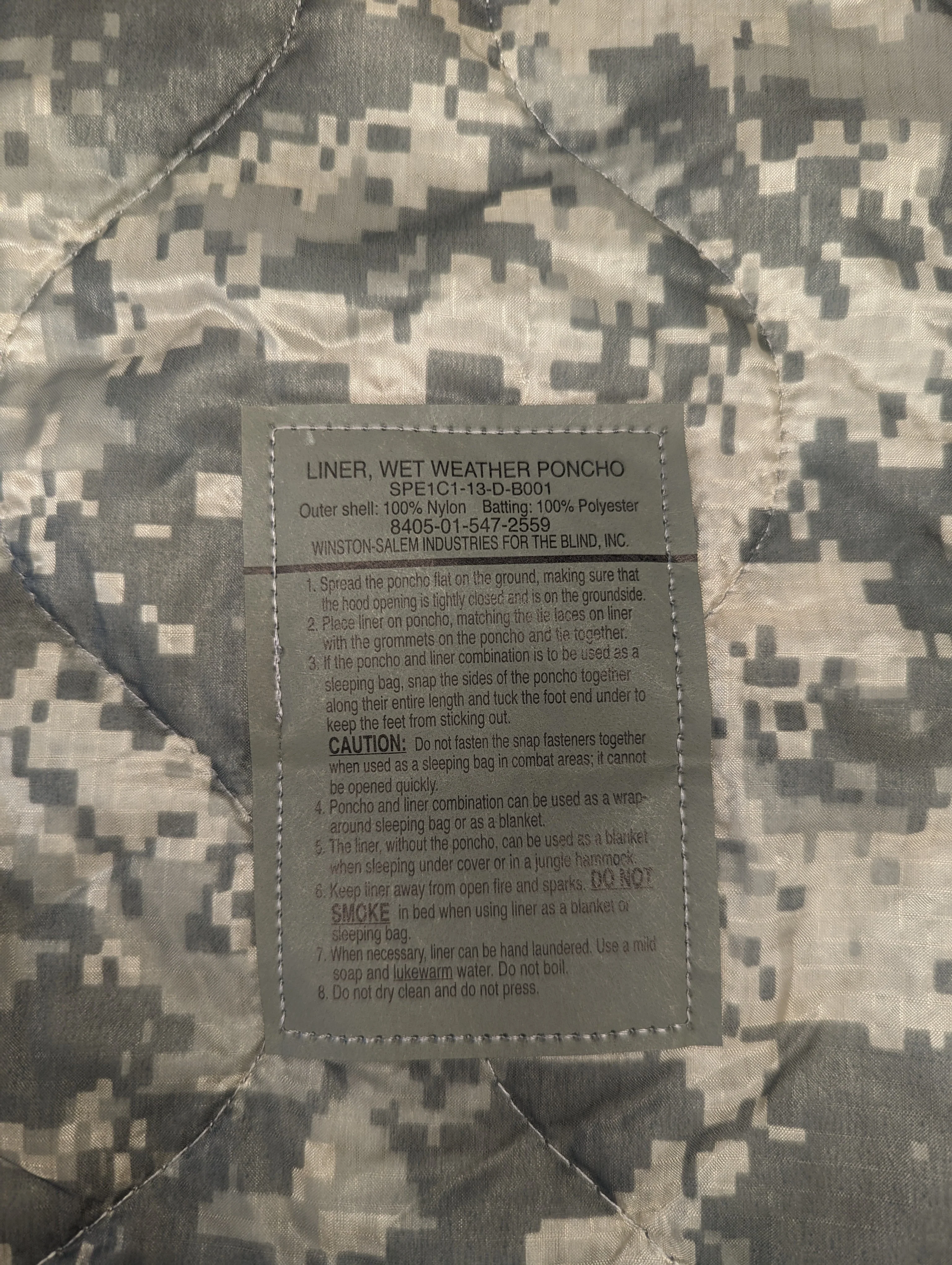 Wet Weather Poncho Liner - ACU - Image 5